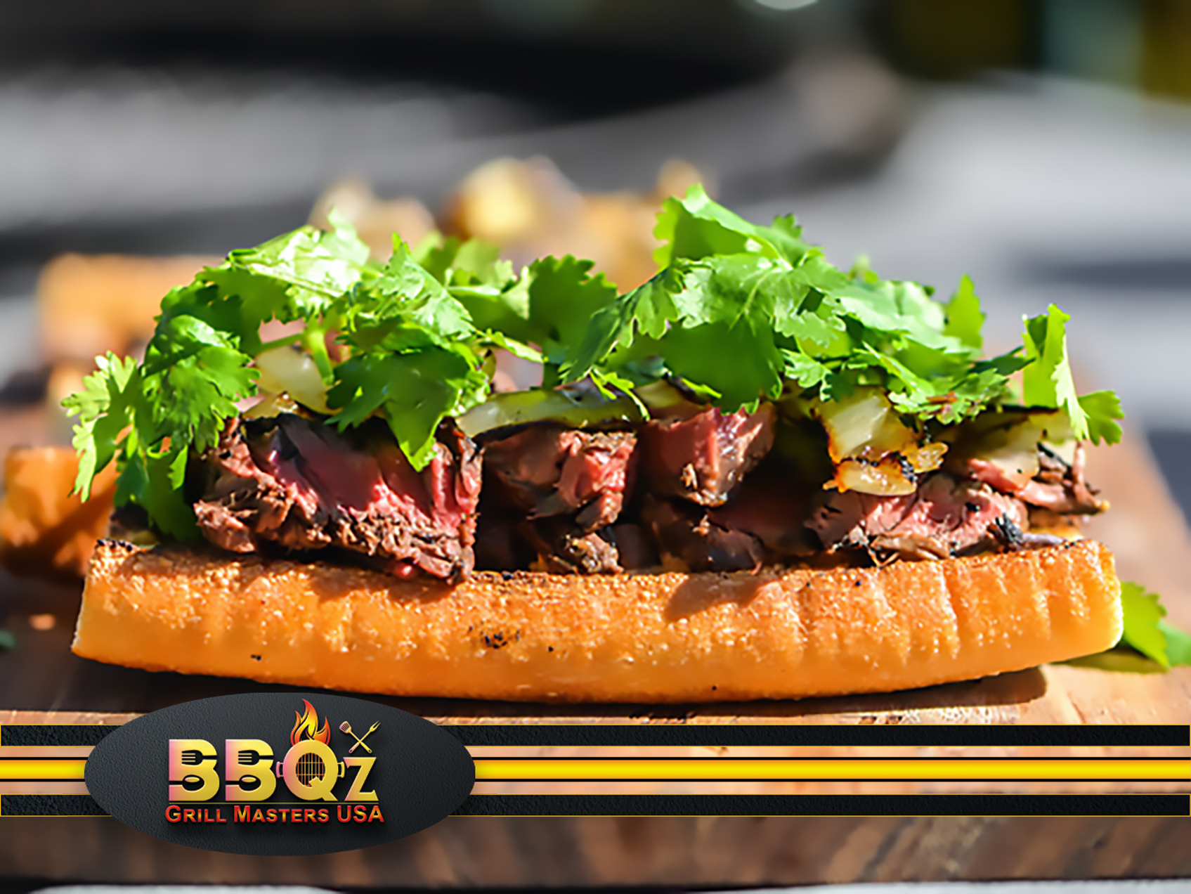 Grilled Jalapeño-Marinated Steak Sandwiches With Charred Onions And Cotija Mayo BBQ Recipes