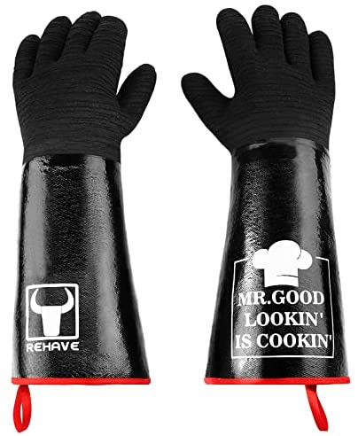 Long Sleeve BBQ Gloves Hot Food Gloves 17 Inches – Griller Heat Resistant Neoprene Durable and Reusable for Handling Hot Food Right Off BBQ Grill Meat,Steak,Turkey,Pulling Pork,Home Brew – MR. Good