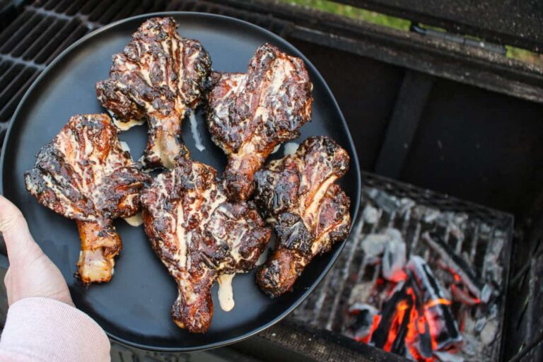 Grilled Butterflied Chicken Drumsticks with Alabama White Sauce