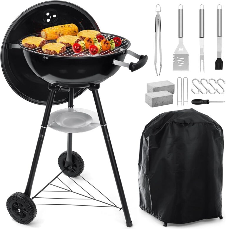 HaSteeL 18 Inch Charcoal Grill, 2-In-1 Kettle Outdoor B…