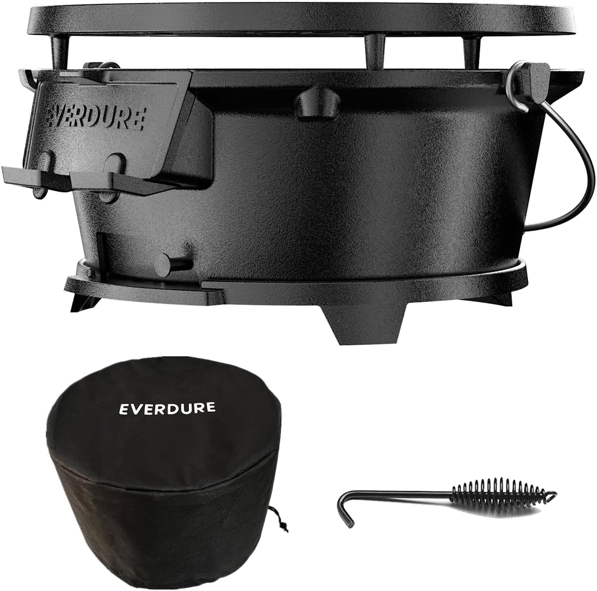 Everdure Round Cast Iron Grill & Cover – Outdoor, 2-In-…