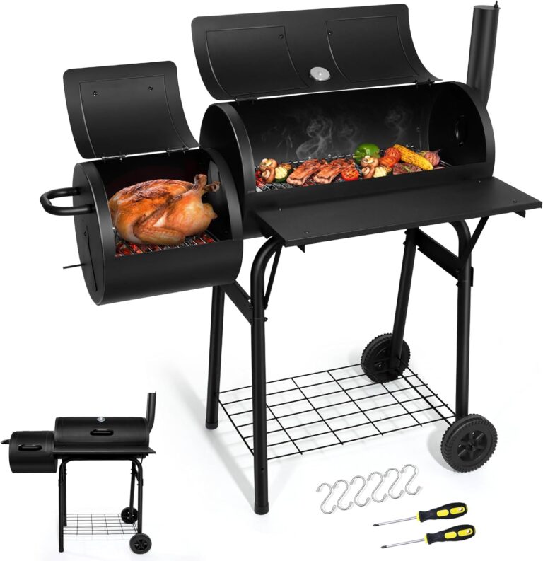 Joyfair Charcoal Grill with Offset Smoker, Camping Barb…