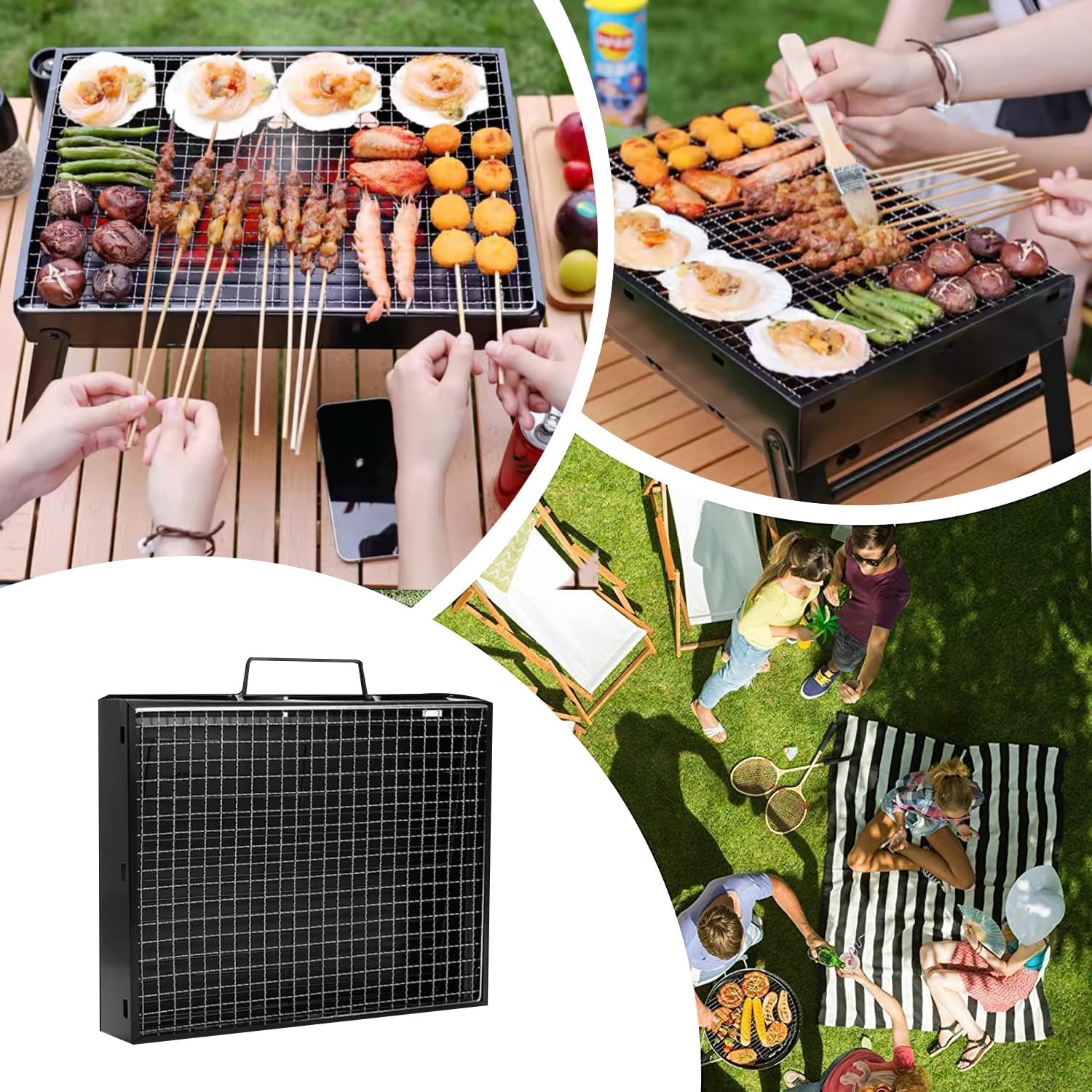 Portable Charcoal Grill,17″ Folding Portable BBQ Charco…