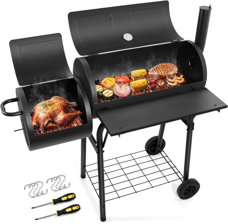 HaSteeL Charcoal Grill with Offset Smoker, Outdoor Barr…