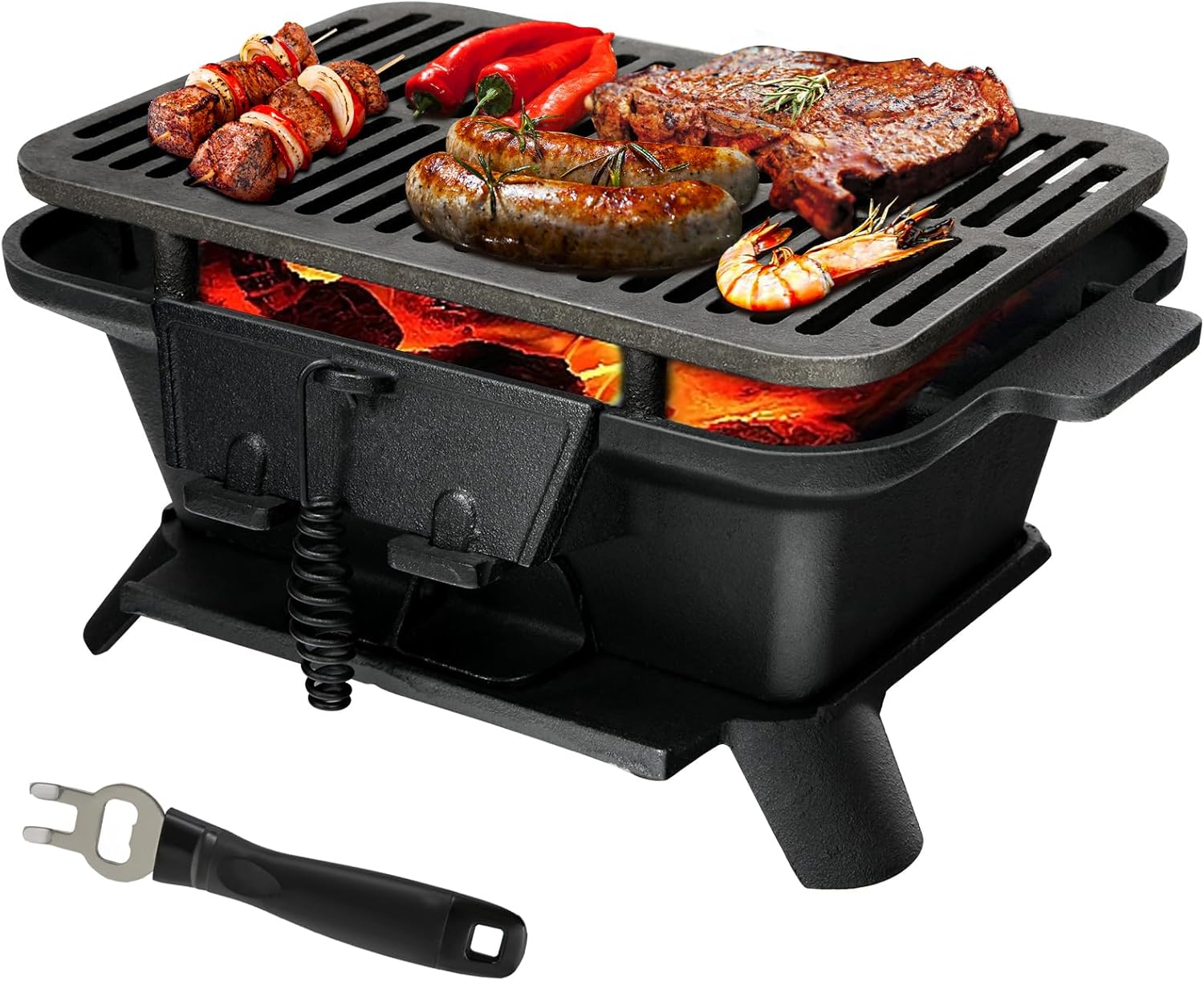 Giantex Charcoal Grill Hibachi Grill, Portable Cast Iro…