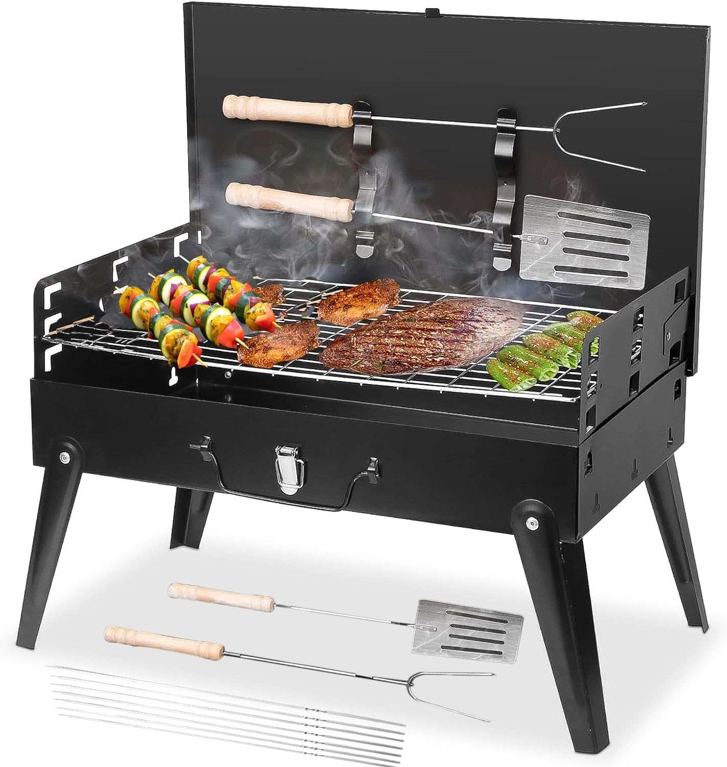 Portable Charcoal Grill Kit – 17.3″ Folding BBQ Grill, …