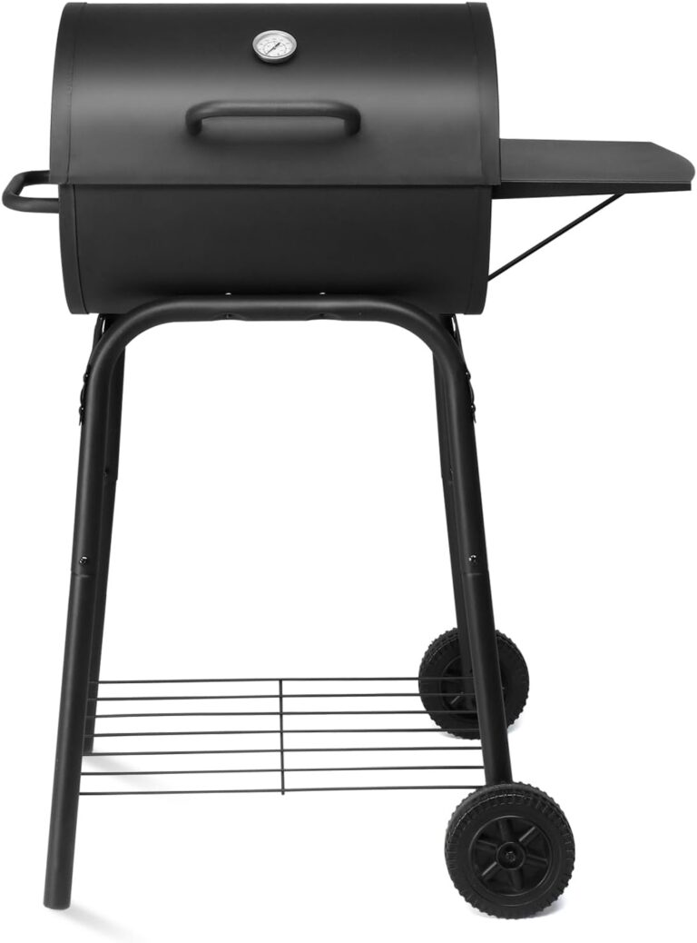 VINGLI Barrel Charcoal Grill with Side Table, BBQ Grill…