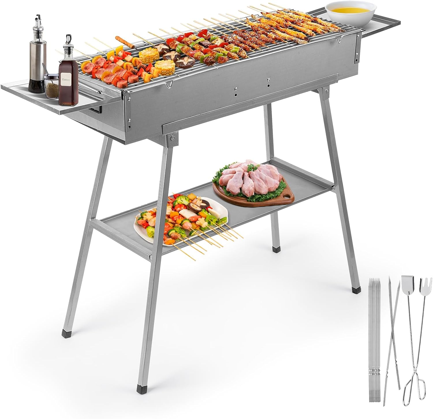 IRONWALLS Portable Charcoal Grill Outdoor Cooking, 32”L…