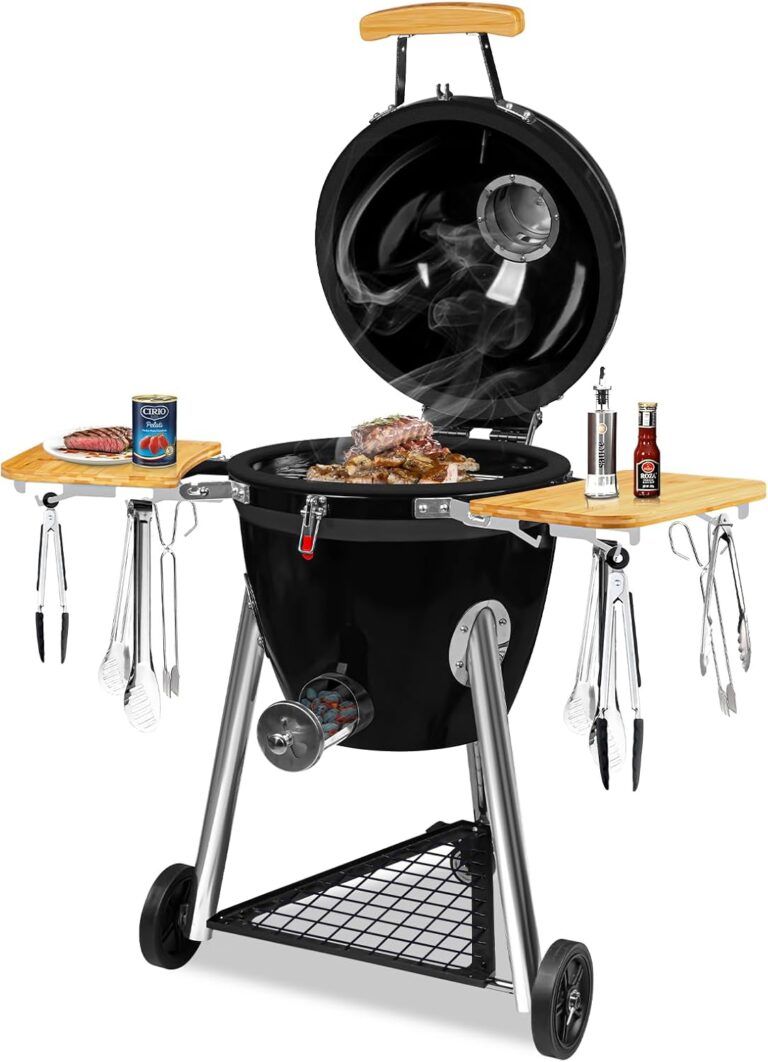 Large Kamado Charcoal Grill, Charcoal Grill with Smoker…